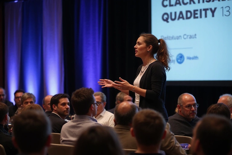 Ripi su un palco durante una conferenza di nutrizione