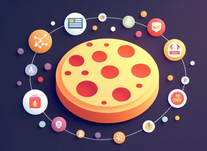 Illustrazione di un biscotto digitale e icone che rappresentano il tracciamento dei dati